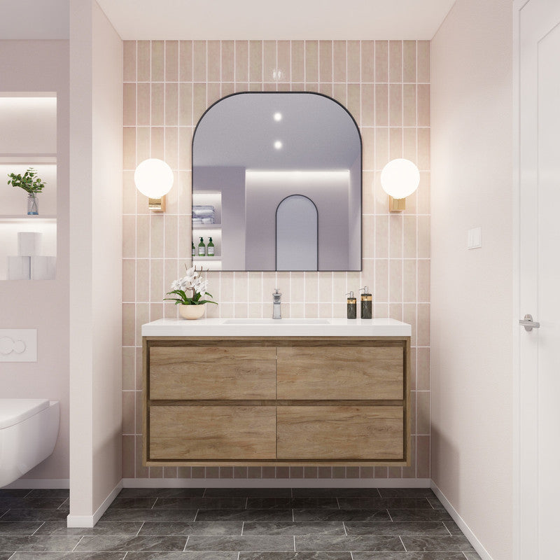 Sage 48" Wall Mounted Bathroom Vanity with Reinforced Acrylic Integrated Sink Top