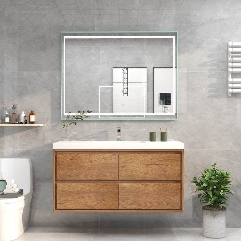 Sage 48" Wall Mounted Bathroom Vanity with Reinforced Acrylic Integrated Sink Top