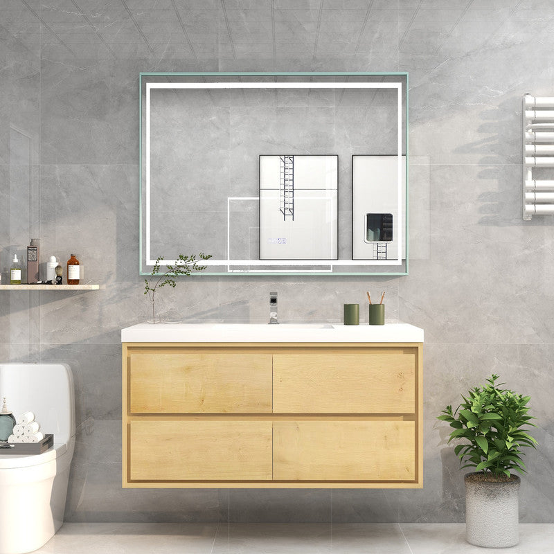 Sage 48" Wall Mounted Bathroom Vanity with Reinforced Acrylic Integrated Sink Top
