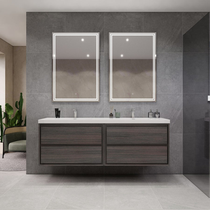 Sage 72" Wall Mounted Bathroom Vanity with Reinforced Acrylic Integrated Sink Top