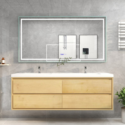 Sage 72" Wall Mounted Bathroom Vanity with Reinforced Acrylic Integrated Sink Top