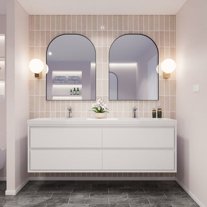 Sage 72" Wall Mounted Bathroom Vanity with Reinforced Acrylic Integrated Sink Top