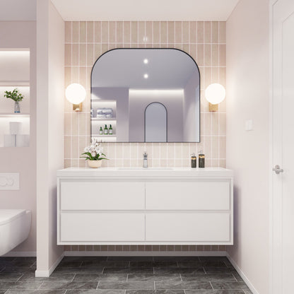 Sage Single 60" Wall Mounted Bathroom Vanity with Reinforced Acrylic Integrated Sink Top