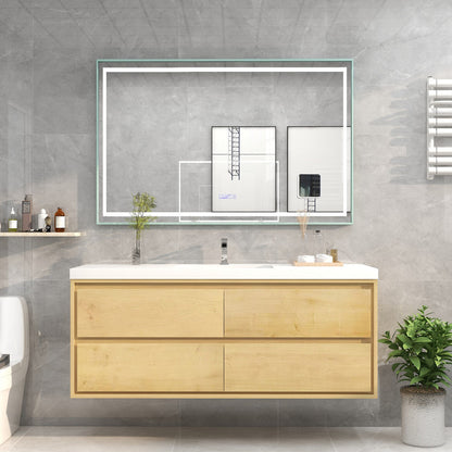 Sage Single 60" Wall Mounted Bathroom Vanity with Reinforced Acrylic Integrated Sink Top
