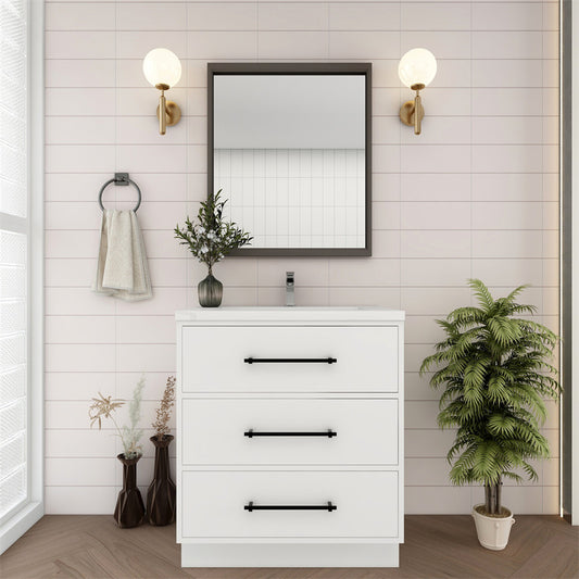 Victoria 30" Freestanding Bathroom Vanity with Reinforced Acrylic Integrated Sink Top