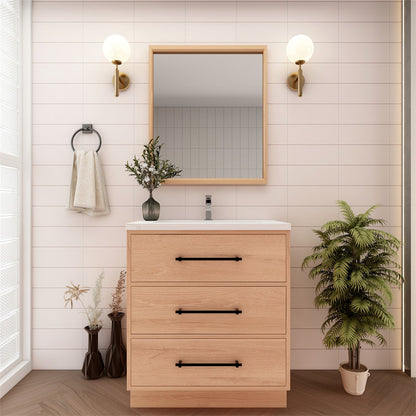 Victoria 30" Freestanding Bathroom Vanity with Reinforced Acrylic Integrated Sink Top