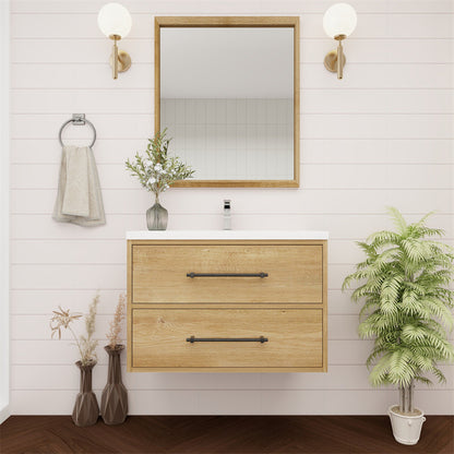 Victoria 30" Wall Mounted Bathroom Vanity with Acrylic Integrated Sink Top