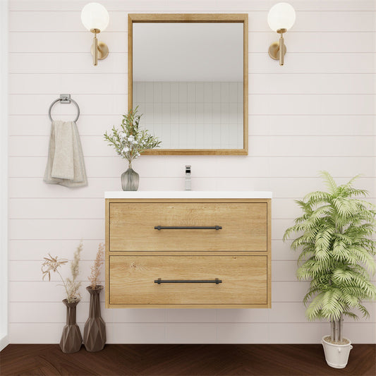 Victoria 30" Wall Mounted Bathroom Vanity with Acrylic Integrated Sink Top