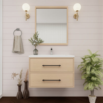 Victoria 30" Wall Mounted Bathroom Vanity with Acrylic Integrated Sink Top