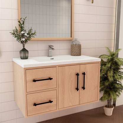 Victoria 36" Wall Mounted Bathroom Vanity with Reinforced Acrylic Integrated Sink Top
