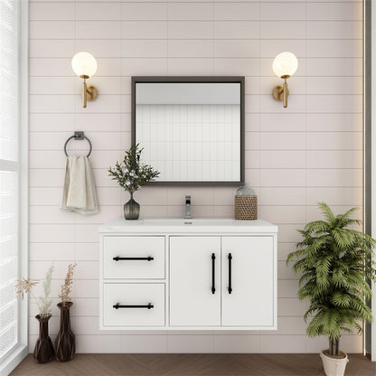 Victoria 36" Wall Mounted Bathroom Vanity with Reinforced Acrylic Integrated Sink Top