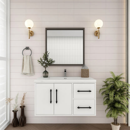 Victoria 36" Wall Mounted Bathroom Vanity with Reinforced Acrylic Integrated Sink Top