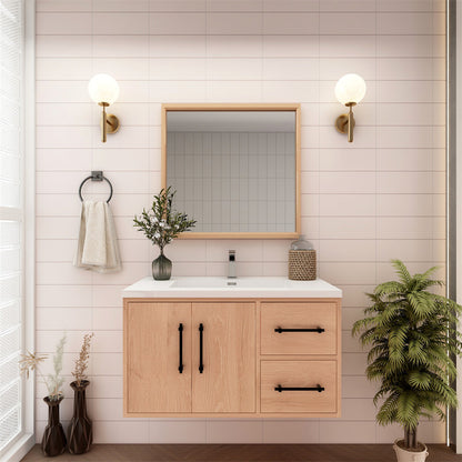 Victoria 36" Wall Mounted Bathroom Vanity with Reinforced Acrylic Integrated Sink Top