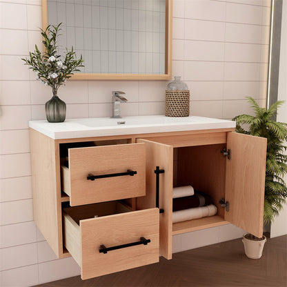 Victoria 36" Wall Mounted Bathroom Vanity with Reinforced Acrylic Integrated Sink Top