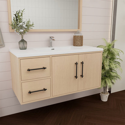 Victoria 42" Wall Mounted Bathroom Vanity with Reinforced Acrylic Integrated Sink Top