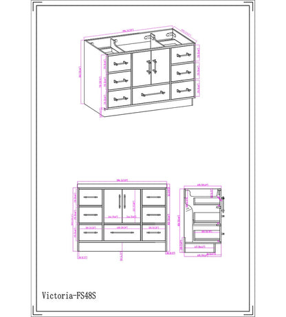 Victoria 48" Freestanding Bathroom Vanity with Reinforced Acrylic Integrated Sink Top