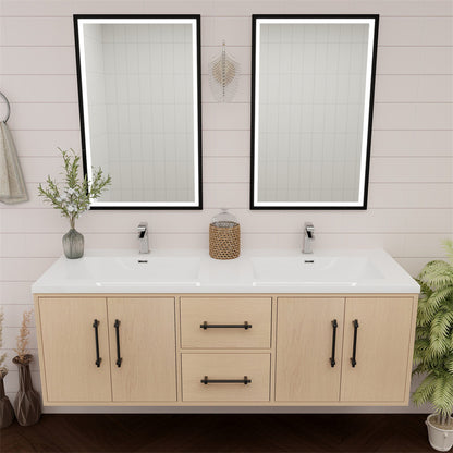 Victoria 60" Wall Mounted Bathroom Vanity with Reinforced Acrylic Integrated Sink Top
