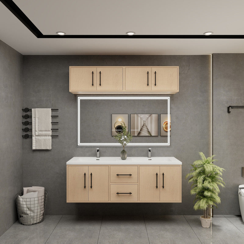 Victoria 60" Wall Mounted Bathroom Vanity with Reinforced Acrylic Integrated Sink Top