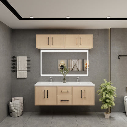 Victoria 60" Wall Mounted Bathroom Vanity with Reinforced Acrylic Integrated Sink Top