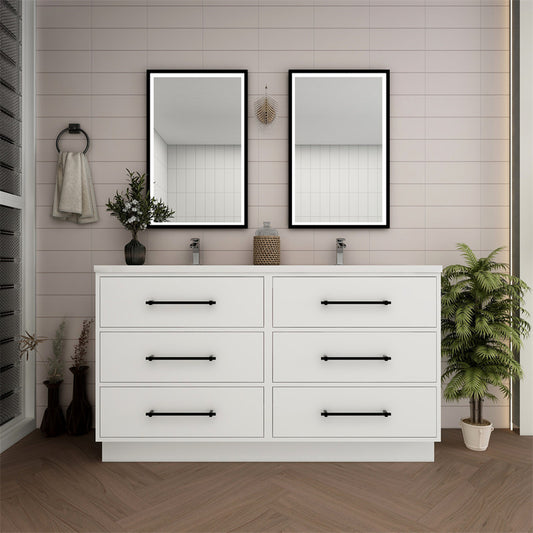 Victoria Drawers 60" Freestanding Bathroom Vanity with Reinforced Acrylic Integrated Sink Top