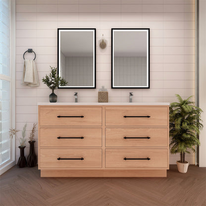 Victoria Drawers 60" Freestanding Bathroom Vanity with Reinforced Acrylic Integrated Sink Top