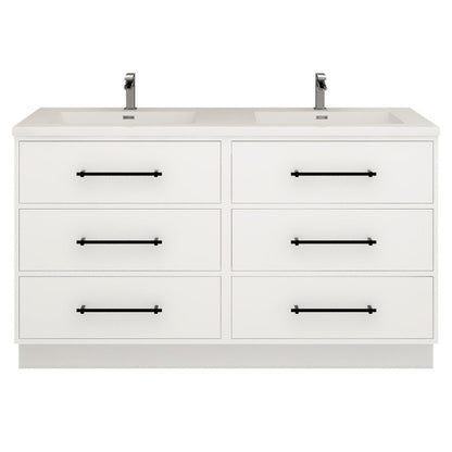 Victoria Drawers 60" Freestanding Bathroom Vanity with Reinforced Acrylic Integrated Sink Top