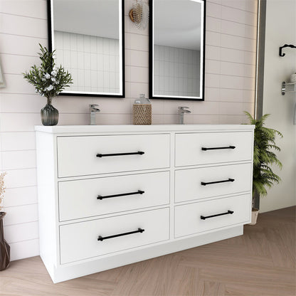 Victoria Drawers 60" Freestanding Bathroom Vanity with Reinforced Acrylic Integrated Sink Top