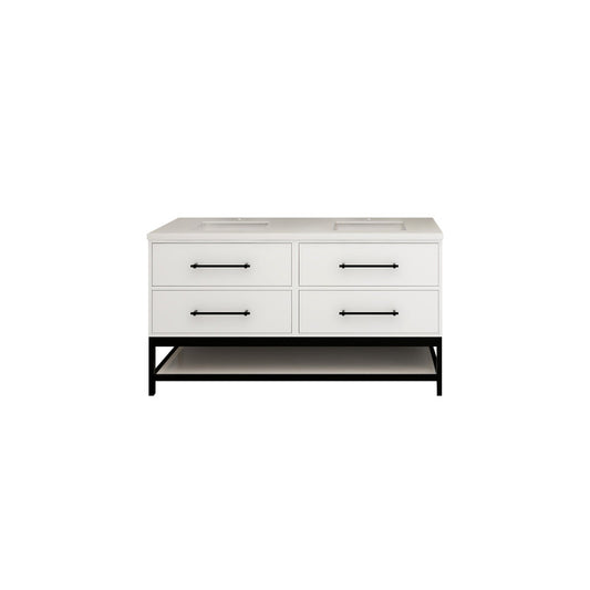 Victoria Drawers with Open Shelf 60" Freestanding Bathroom Vanity with Reinforced Acrylic Integrated Sink Top