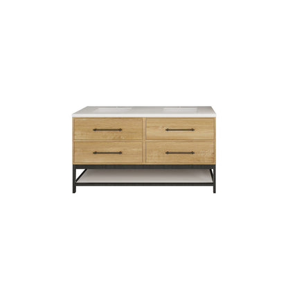 Victoria Drawers with Open Shelf 60" Freestanding Bathroom Vanity with Reinforced Acrylic Integrated Sink Top