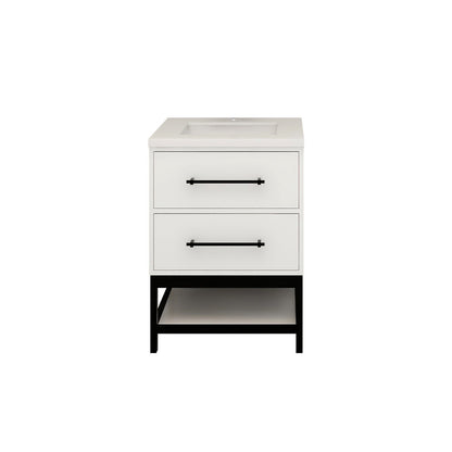 Victoria Open Shelf 24" Freestanding Bathroom Vanity with Reinforced Acrylic Integrated Sink Top