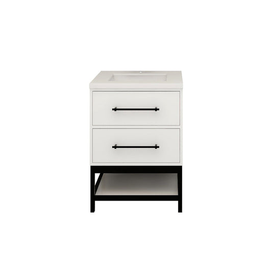 Victoria Open Shelf 24" Freestanding Bathroom Vanity with Reinforced Acrylic Integrated Sink Top
