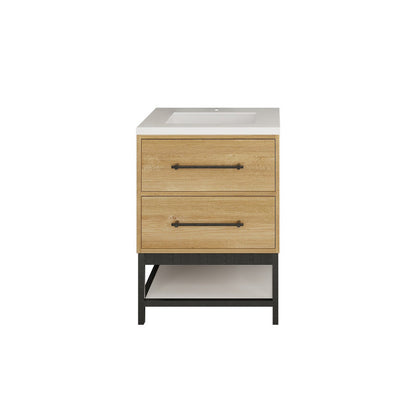 Victoria Open Shelf 24" Freestanding Bathroom Vanity with Reinforced Acrylic Integrated Sink Top