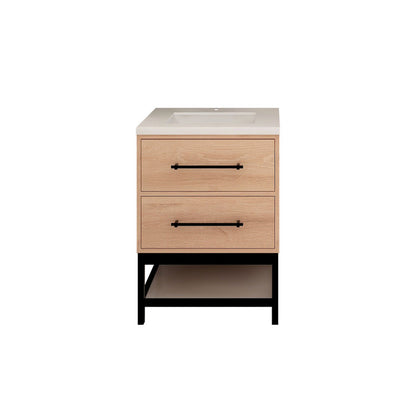 Victoria Open Shelf 24" Freestanding Bathroom Vanity with Reinforced Acrylic Integrated Sink Top