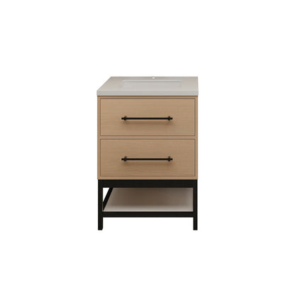 Victoria Open Shelf 24" Freestanding Bathroom Vanity with Reinforced Acrylic Integrated Sink Top