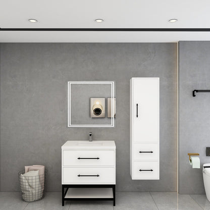 Victoria Open Shelf 30" Freestanding Bathroom Vanity with Reinforced Acrylic Integrated Sink Top