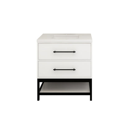Victoria Open Shelf 30" Freestanding Bathroom Vanity with Reinforced Acrylic Integrated Sink Top
