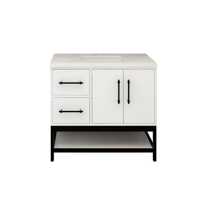 Victoria Open Shelf 36" Freestanding Bathroom Vanity with Reinforced Acrylic Integrated Sink Top