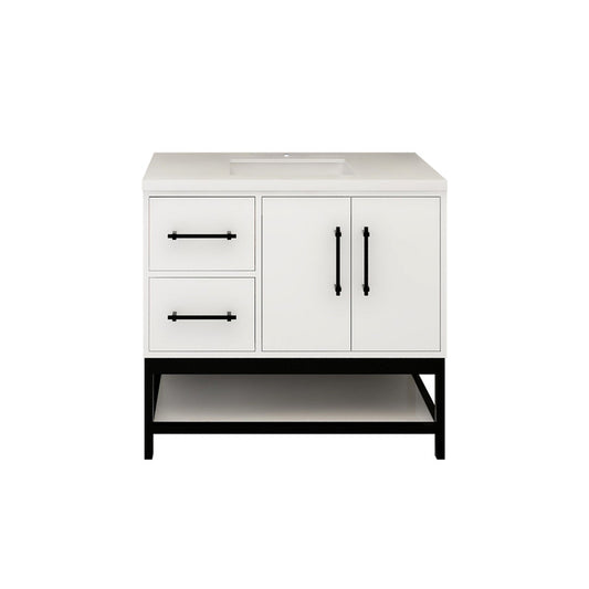 Victoria Open Shelf 36" Freestanding Bathroom Vanity with Reinforced Acrylic Integrated Sink Top