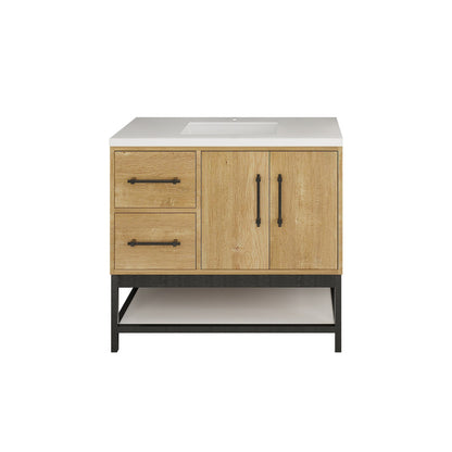 Victoria Open Shelf 36" Freestanding Bathroom Vanity with Reinforced Acrylic Integrated Sink Top