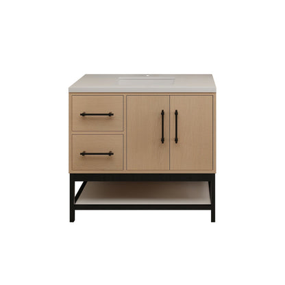Victoria Open Shelf 36" Freestanding Bathroom Vanity with Reinforced Acrylic Integrated Sink Top