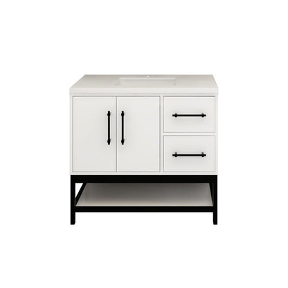 Victoria Open Shelf 36" Freestanding Bathroom Vanity with Reinforced Acrylic Integrated Sink Top
