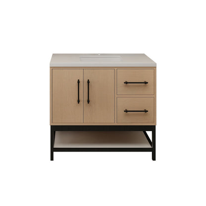 Victoria Open Shelf 36" Freestanding Bathroom Vanity with Reinforced Acrylic Integrated Sink Top