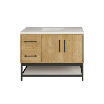Victoria Open Shelf 42" Freestanding Bathroom Vanity with Reinforced Acrylic Integrated Sink Top
