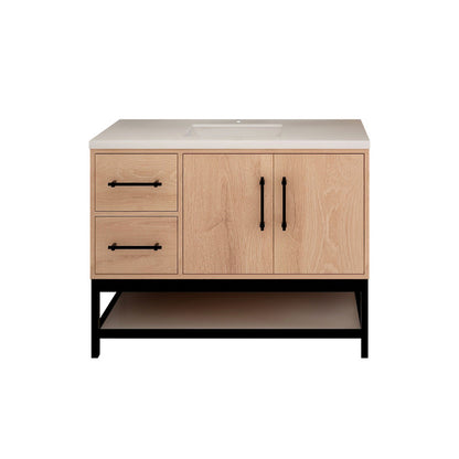 Victoria Open Shelf 42" Freestanding Bathroom Vanity with Reinforced Acrylic Integrated Sink Top