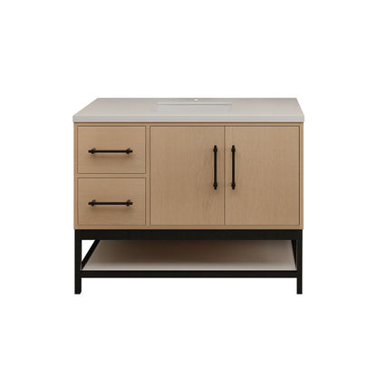 Victoria Open Shelf 42" Freestanding Bathroom Vanity with Reinforced Acrylic Integrated Sink Top