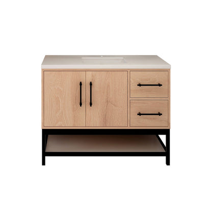 Victoria Open Shelf 42" Freestanding Bathroom Vanity with Reinforced Acrylic Integrated Sink Top