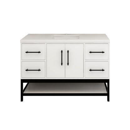 Victoria Open Shelf 48" Freestanding Bathroom Vanity with Reinforced Acrylic Integrated Sink Top