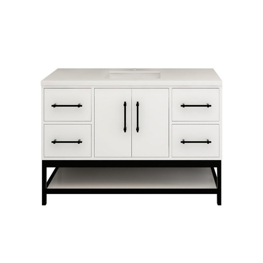 Victoria Open Shelf 48" Freestanding Bathroom Vanity with Reinforced Acrylic Integrated Sink Top