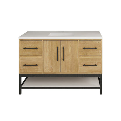 Victoria Open Shelf 48" Freestanding Bathroom Vanity with Reinforced Acrylic Integrated Sink Top
