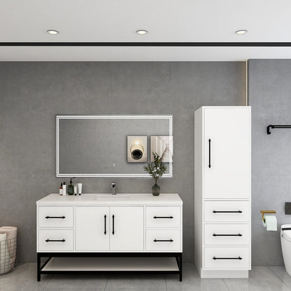 Victoria Open Shelf 60" Freestanding Bathroom Vanity with Reinforced Acrylic Integrated Sink Top